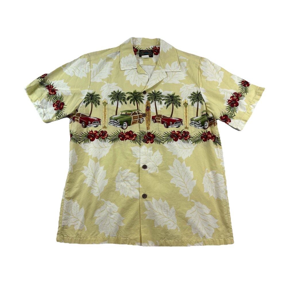 Vintage Hawaiian Reserve Button Up Shirt Mens M Woody Surfboards Single Stich